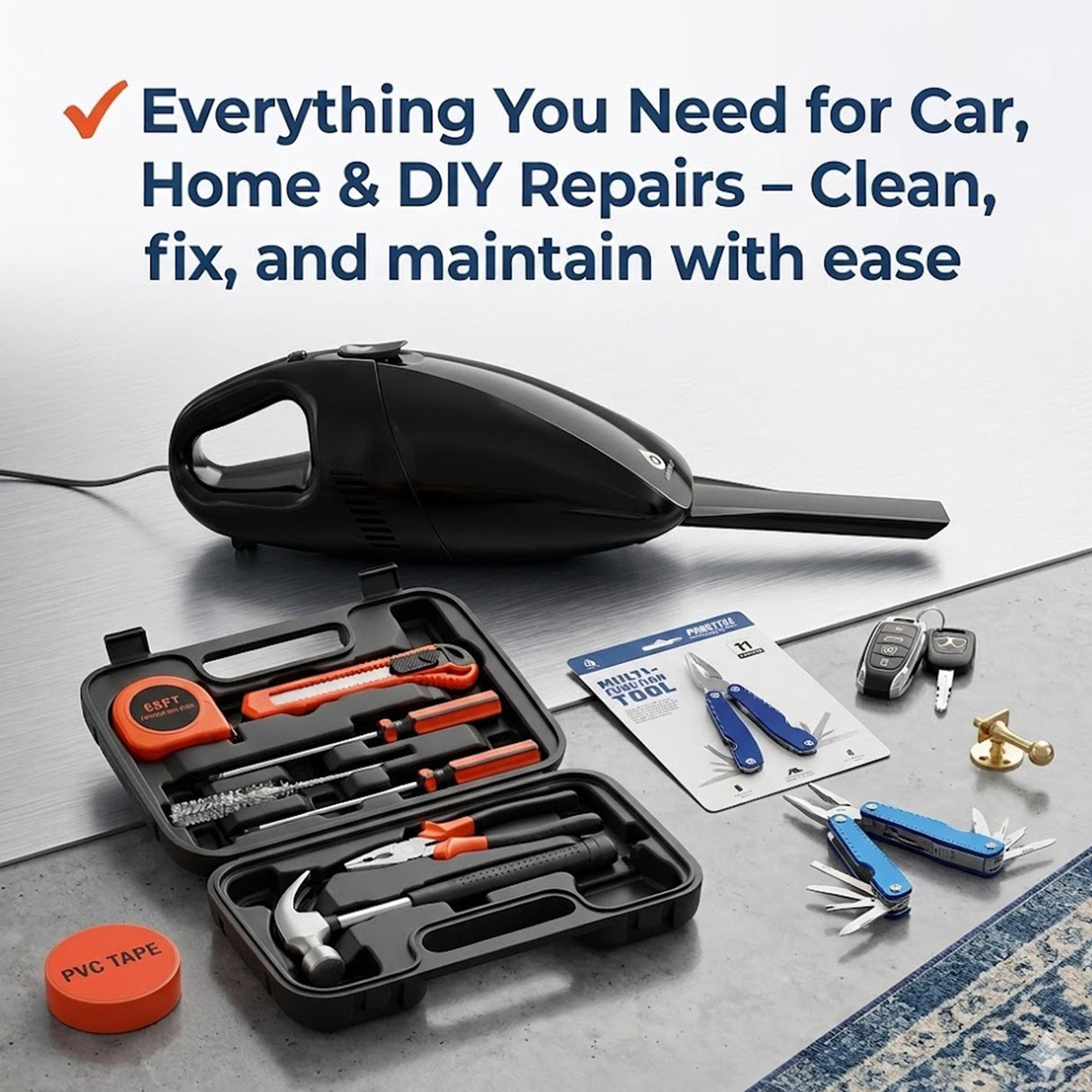 π οΈ Pursonic Car Vacuum, Handy Solutions 9-Piece Tool Kit & 11-in-1 Multifunction Tool Bundle β The Ultimate Home & Auto Essential Set ππ§
