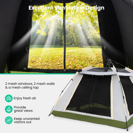 5 Person Camping Tent with Mesh Windows and Carrying Bag for Camping Hiking Traveling-White