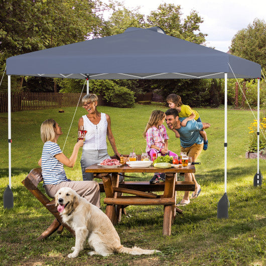 10 X 10 FT Pop up Canopy Tent with 1 Sidewall and Wheeled Bag-Gray
