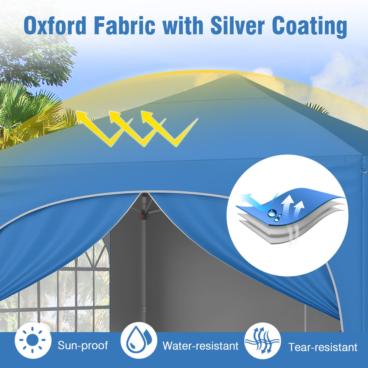 10 X 10 FT Pop up Canopy Tent with 4 Removable Sidewall-Blue by DirectDeals