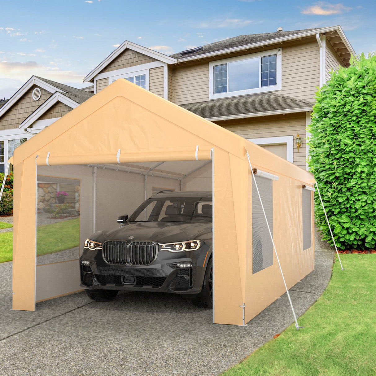 10 x 20 Feet Heavy-Duty Steel Portable Carport Car Canopy Shelter-Yellow by DirectDeals