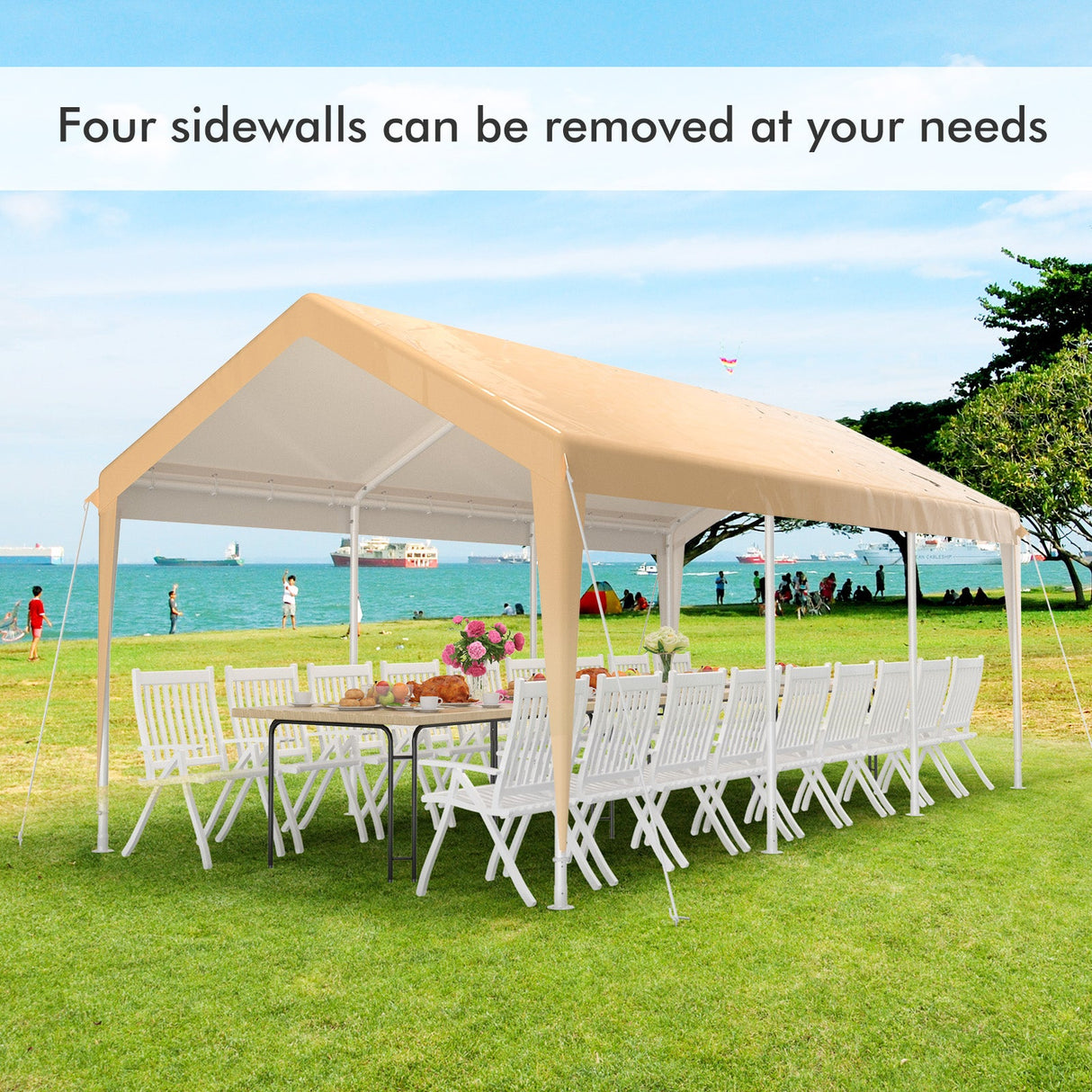 10 x 20 Feet Heavy-Duty Steel Portable Carport Car Canopy Shelter-Yellow by DirectDeals