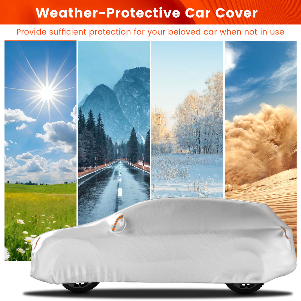 Car Cover for Automobiles 190 Inch Rain Sun UV Protection Universal Fit SUV Chevrolet Hyundai Kia Mazda