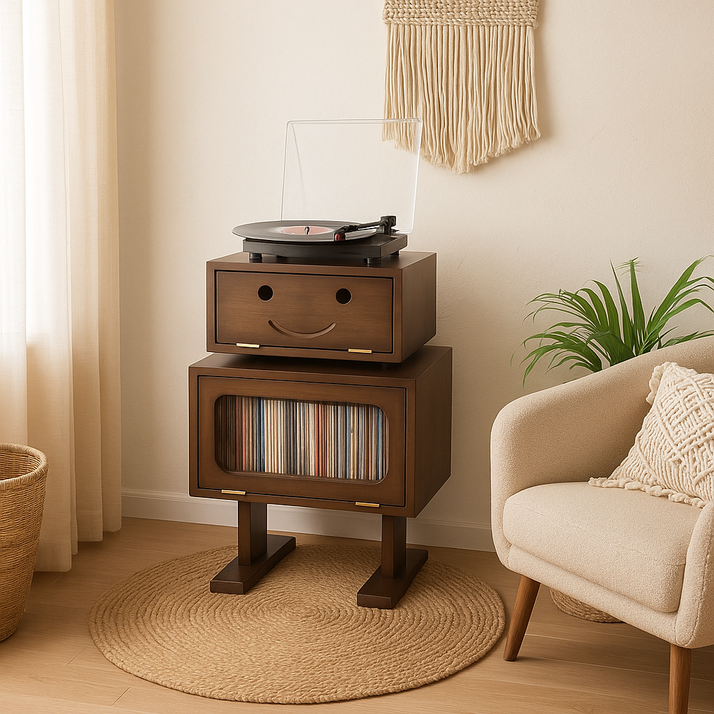 27" Retro Wooden Robot Storage Cabinet
