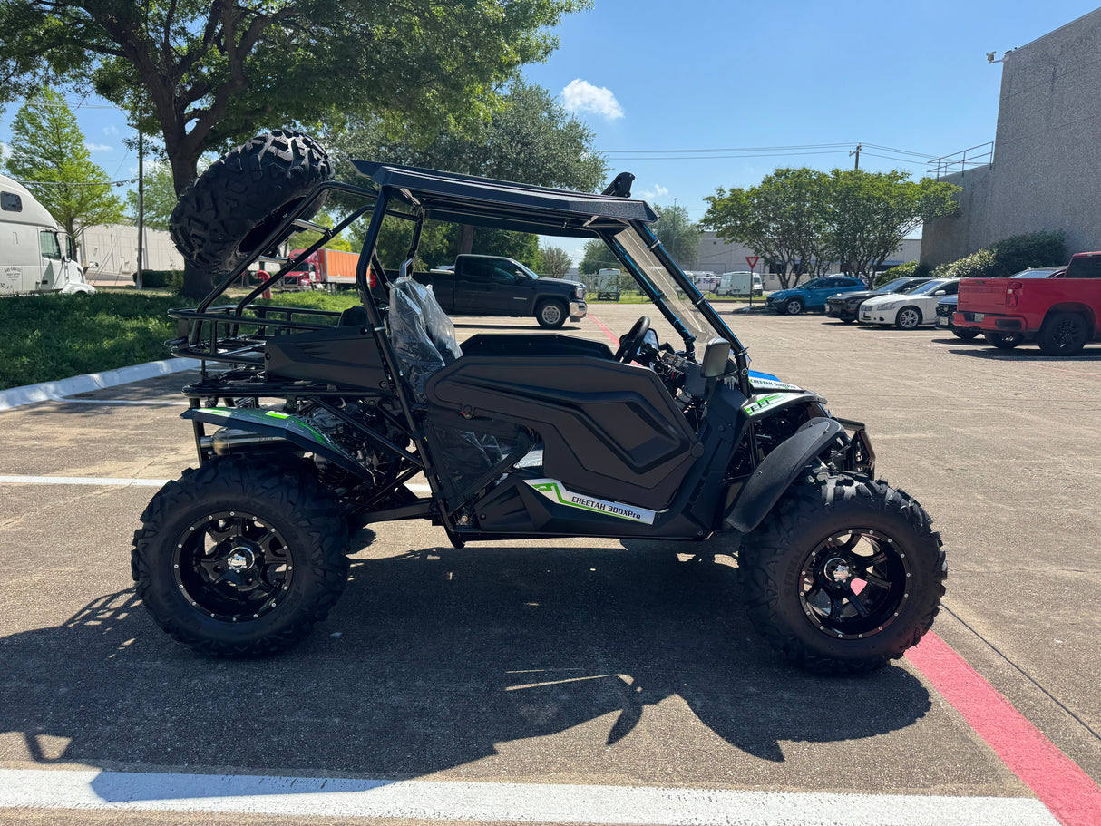 TrailMaster Cheetah 300Pro EFI Deluxe UTV Go Kart, Shaft Drive, Liquid Cooled CVT Auto with Reverse, Side Doors, Hard Top, Windshield, LED Light Bar