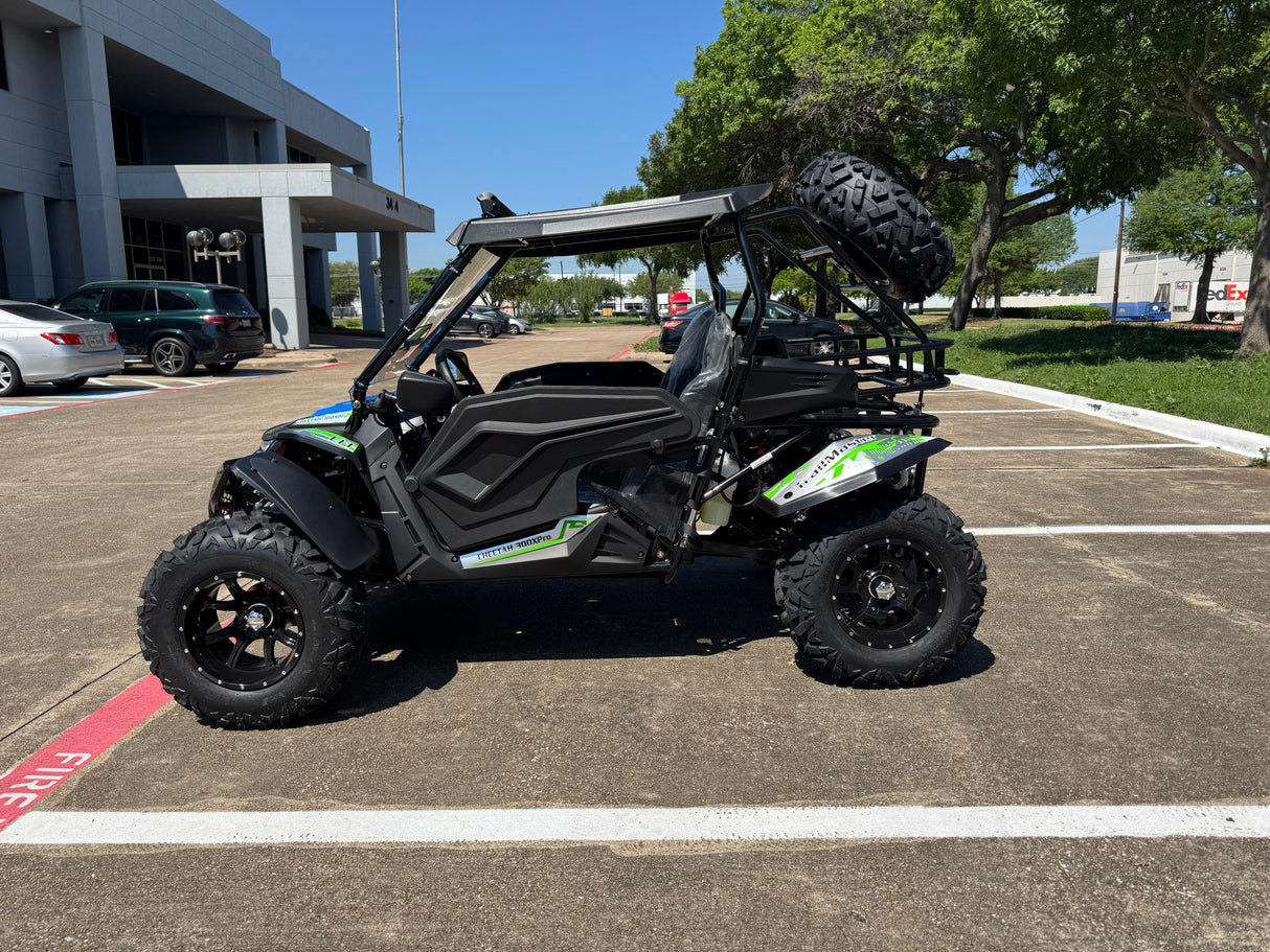 TrailMaster Cheetah 300Pro EFI Deluxe UTV Go Kart, Shaft Drive, Liquid Cooled CVT Auto with Reverse, Side Doors, Hard Top, Windshield, LED Light Bar