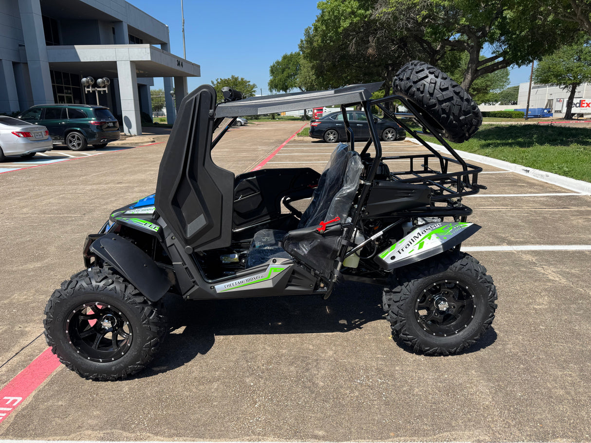TrailMaster Cheetah 300Pro EFI Deluxe UTV Go Kart, Shaft Drive, Liquid Cooled CVT Auto with Reverse, Side Doors, Hard Top, Windshield, LED Light Bar