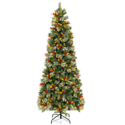 5/7.5/9 FT Pre-Lit Artificial Christmas Tree with 453/1096/1416 PVC and Pine Needles-L