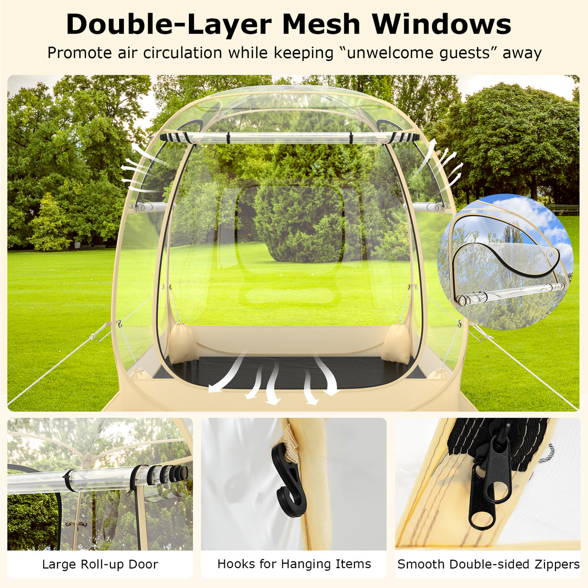 Instant Pop up Sports Tent with Carrying Bag and Floor Mat for 1-2/5-6 People-M