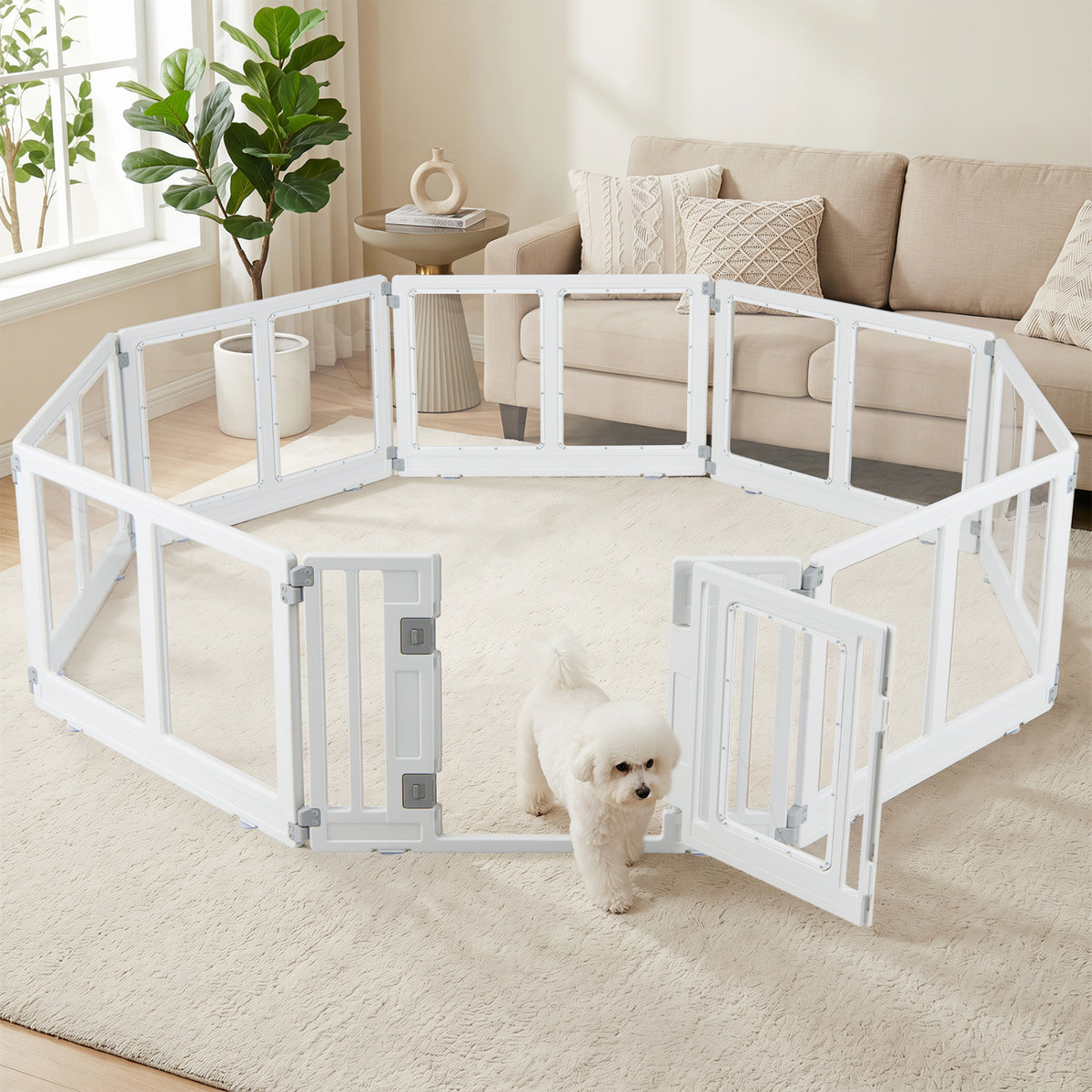 Clear Plastic Dog Playpen with Secure Locking Door-8 Panel