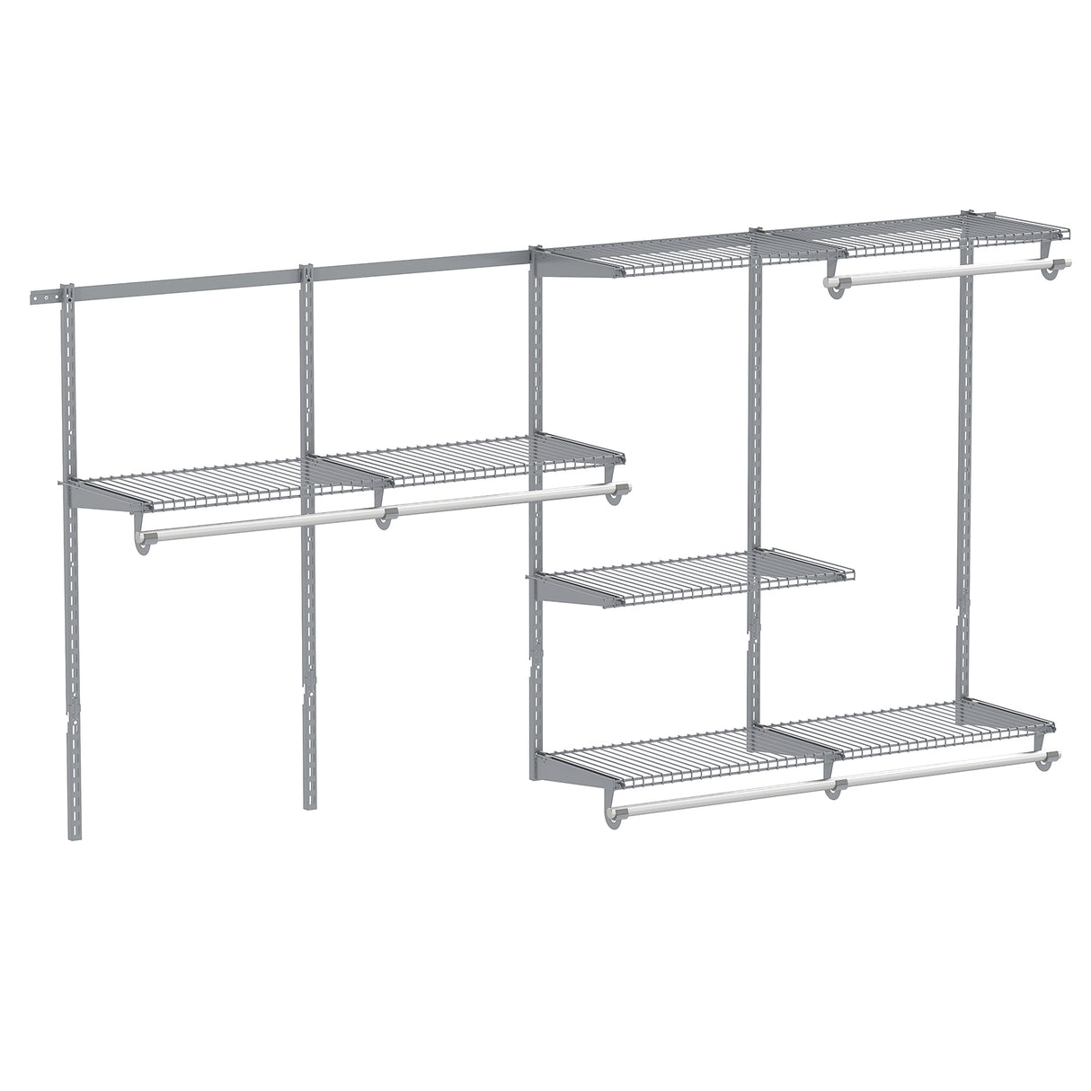 Closet System 4-8 FT Wall-Mounted Closet Shelves and Rod-Gray