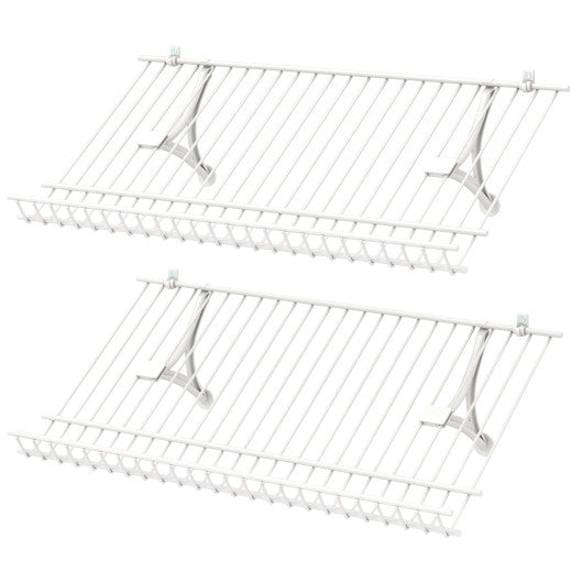 Closet Shelves Wall Mounted Set of 2 Metal Wire Shoe Racks