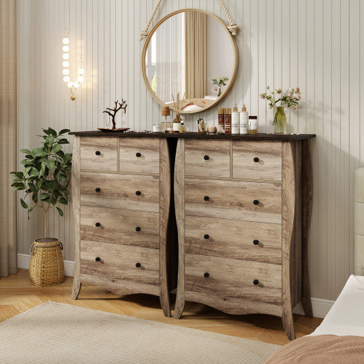 Closet Storage Organizer with 5 Folding Fabric Drawers and Anti-tipping Kit-Brown