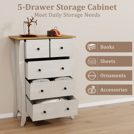Closet Storage Organizer with 5 Folding Fabric Drawers and Anti-tipping Kit-Gray