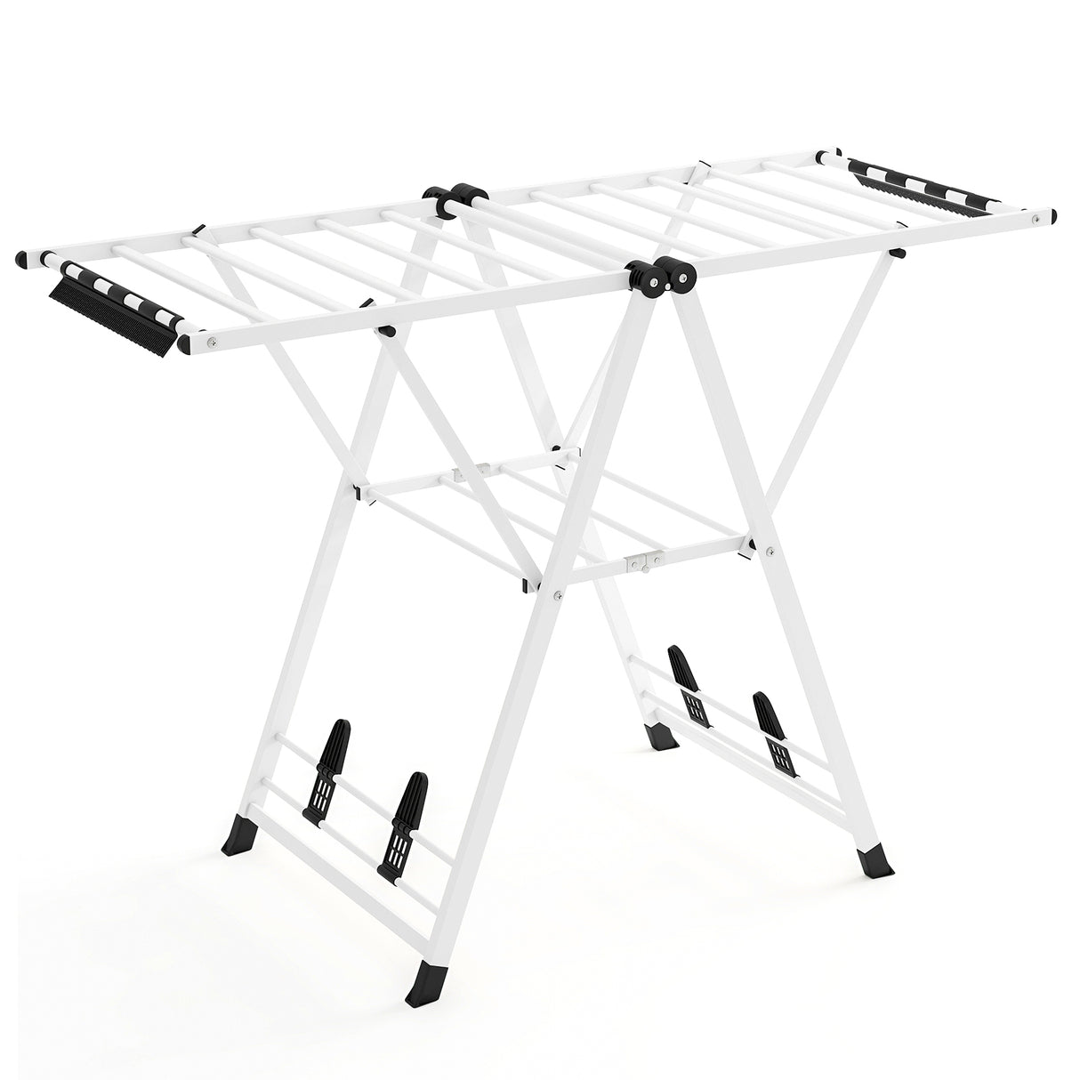 Clothes Drying Rack with Height Adjustable Wings-White