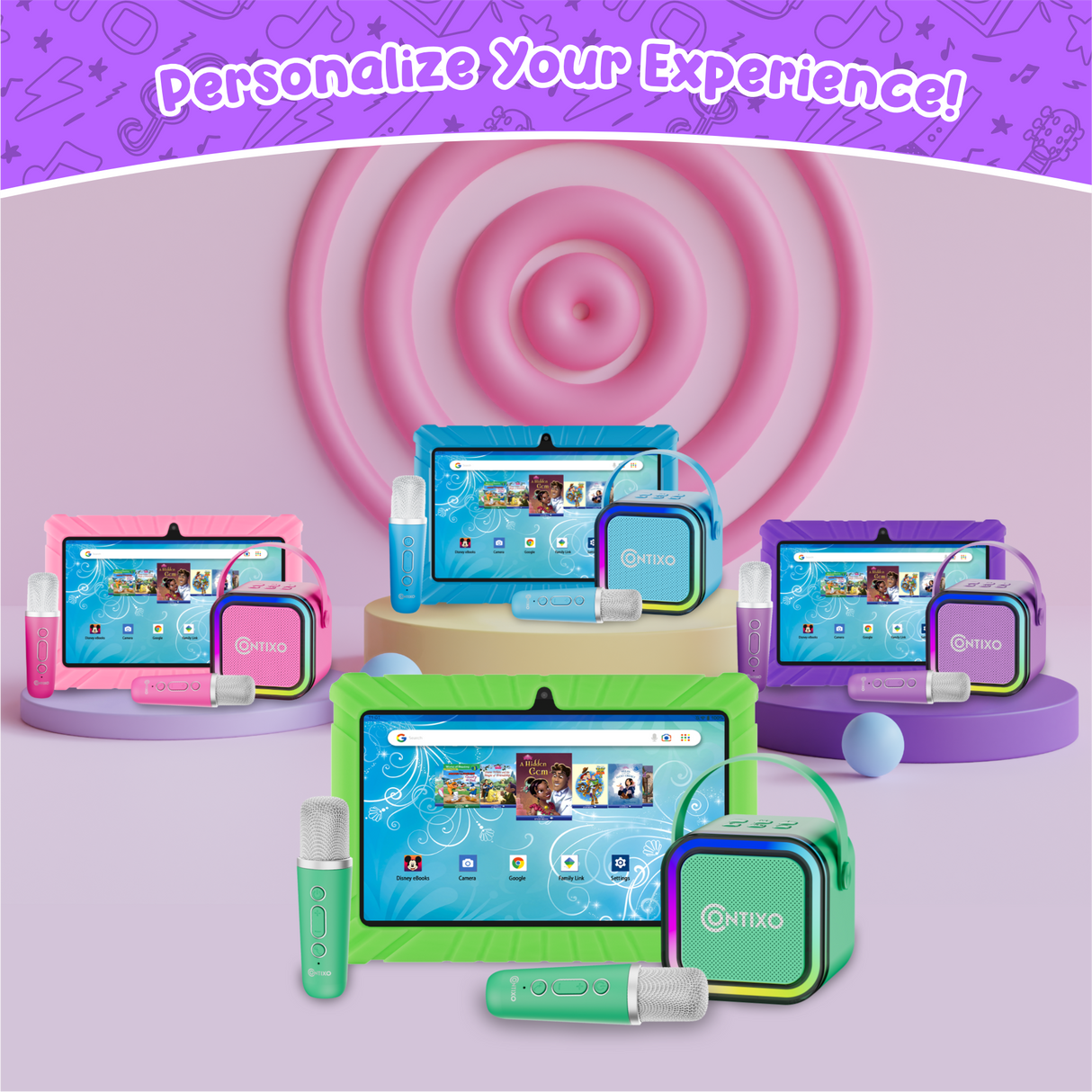 Contixo V8 7" Kids Tablet With Kids Bluetooth Karaoke and Two Microphones