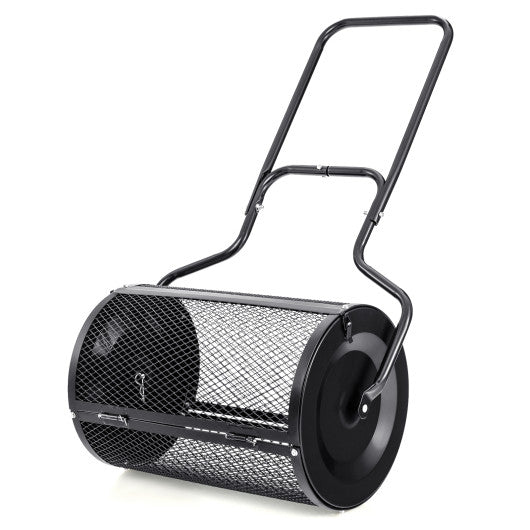 24 Peat Moss Spreader with Upgrade Side Latches and U-shape Handle-Black