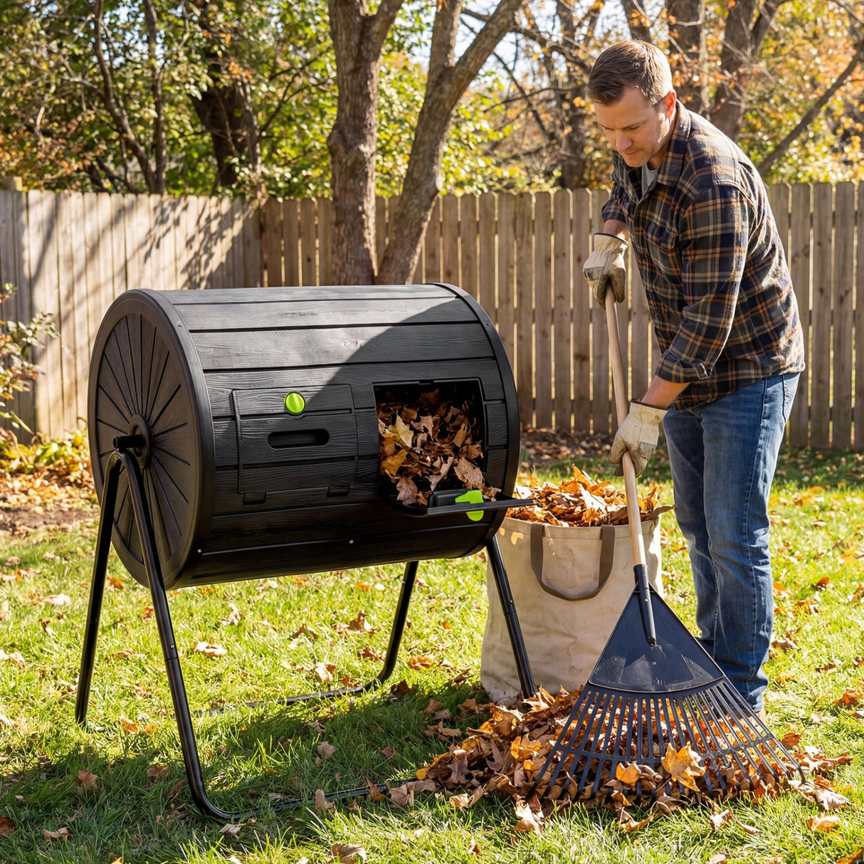 Compost Tumbler 37.5 Gallon Large Outdoor Compost Bin-Black