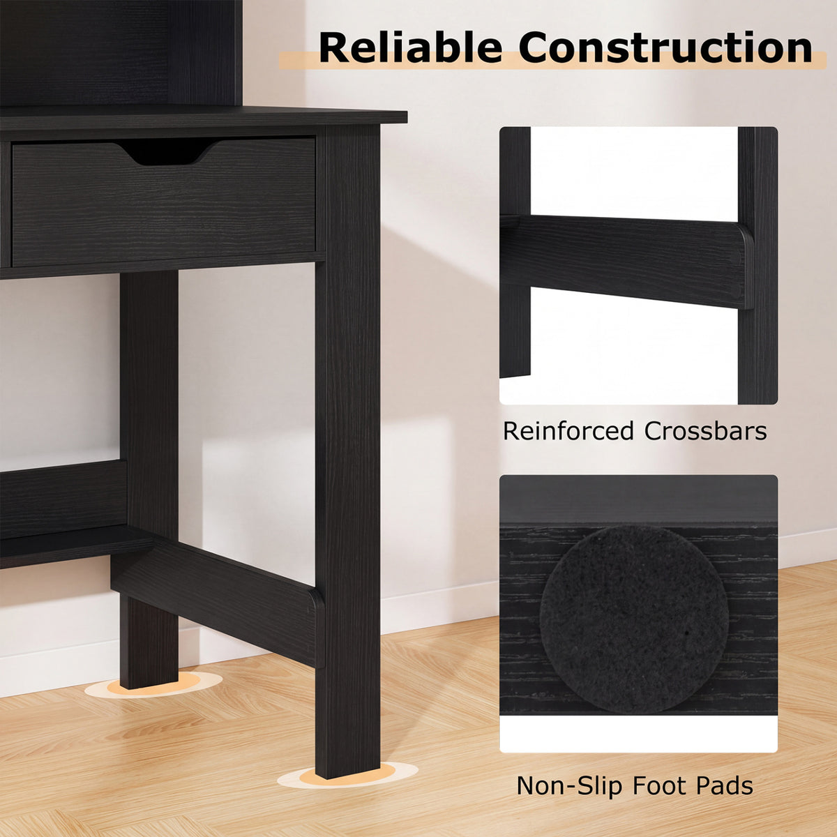 Computer Desk with Power Outlets USB Ports and Type-C-Black