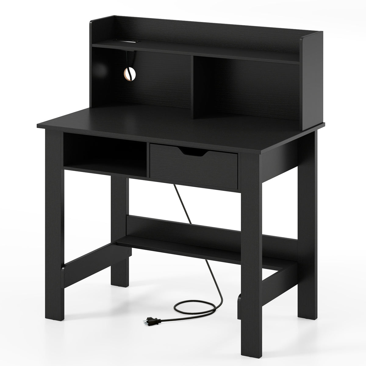 Computer Desk with Power Outlets USB Ports and Type-C-Black