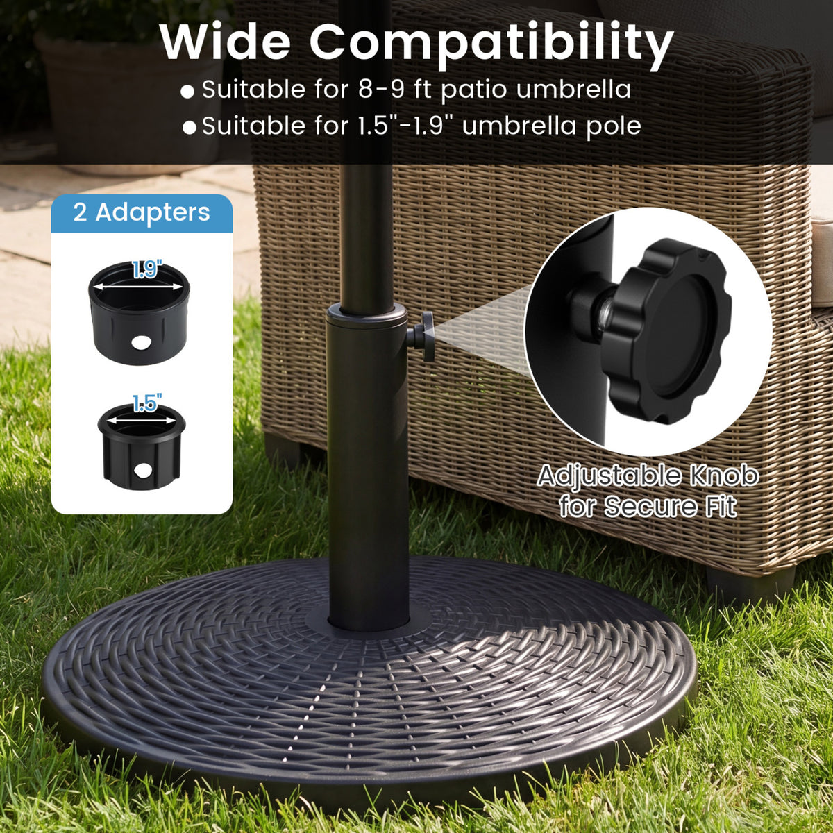 Concrete Patio Umbrella Base with Rattan Pattern for Lawn