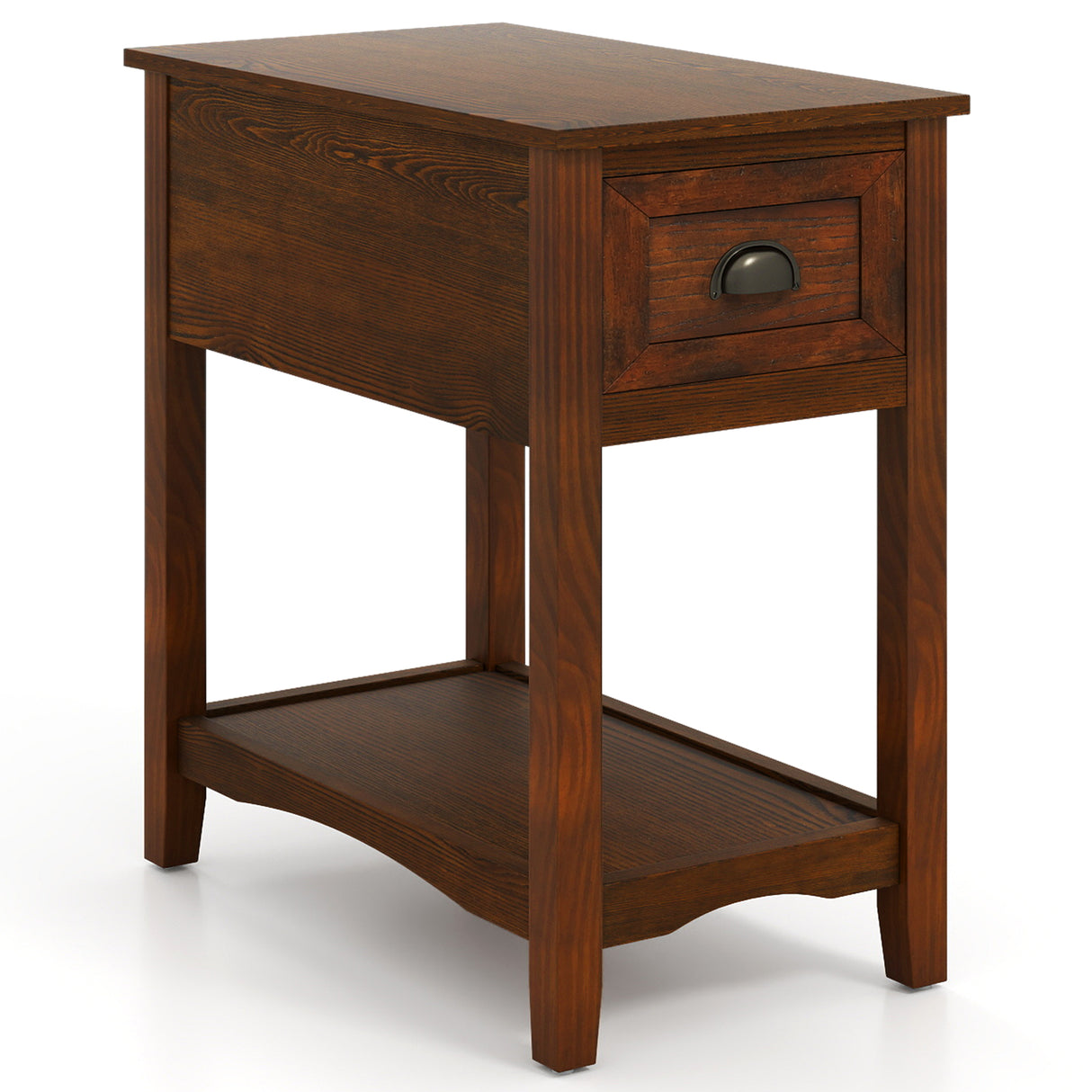 Contemporary Chair Side End Table Compact Table with Drawer Nightstand-Natural