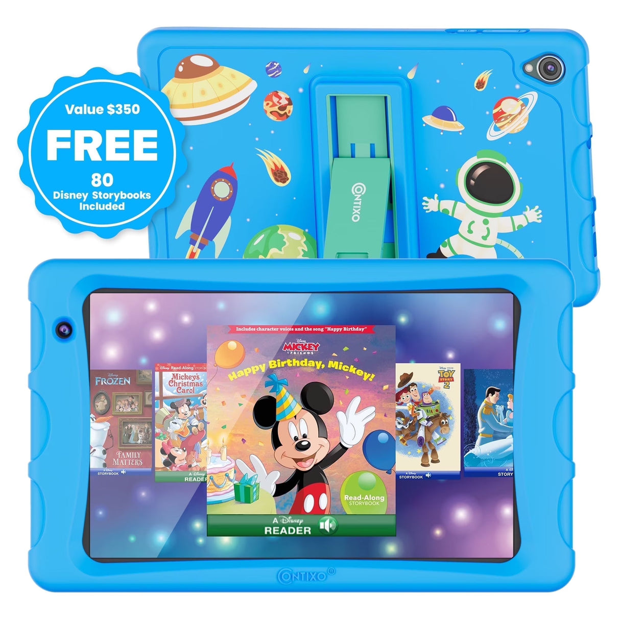 Contixo K80A - 8" Kids Tablet, 2025 Model, 80 FREE Disney eBooks, Educational Android Tablet for Ages 3-12, 32GB, Kid-Proof Case with Kickstand, Android 13 by Contixo