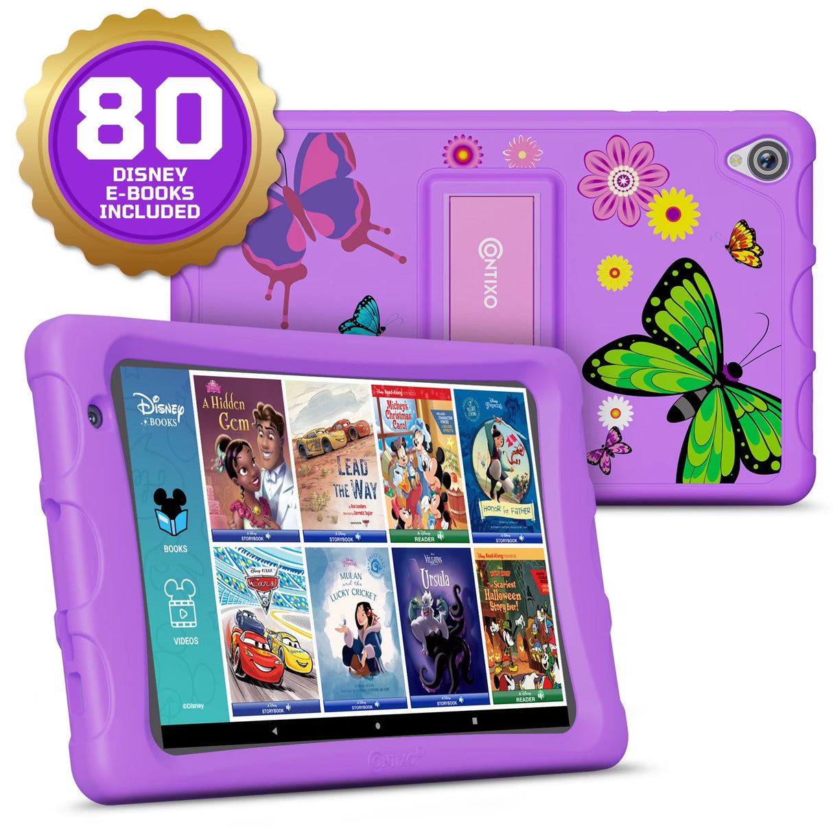 Contixo K80A - 8" Kids Tablet, 2025 Model, 80 FREE Disney eBooks, Educational Android Tablet for Ages 3-12, 32GB, Kid-Proof Case with Kickstand, Android 13 by Contixo