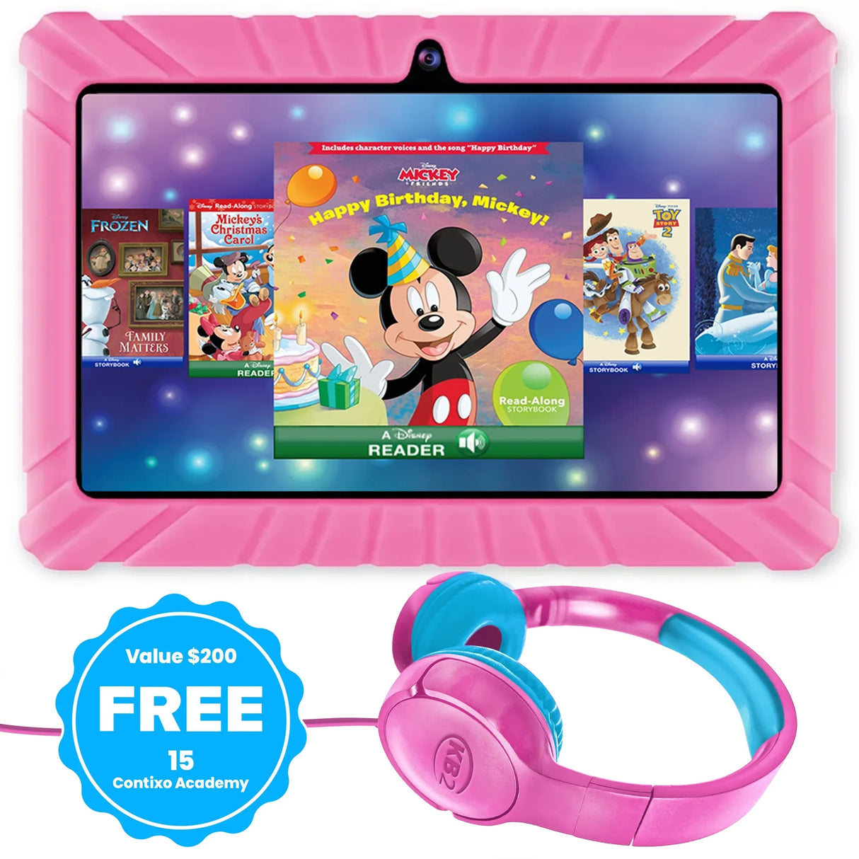 Contixo 7" Kids Tablet Bundle, 80 FREE Disney Ebooks, Kids Ages 3-7, Tablet & Headphones, Android Tablet, Parental Controls, Wi-Fi by Contixo