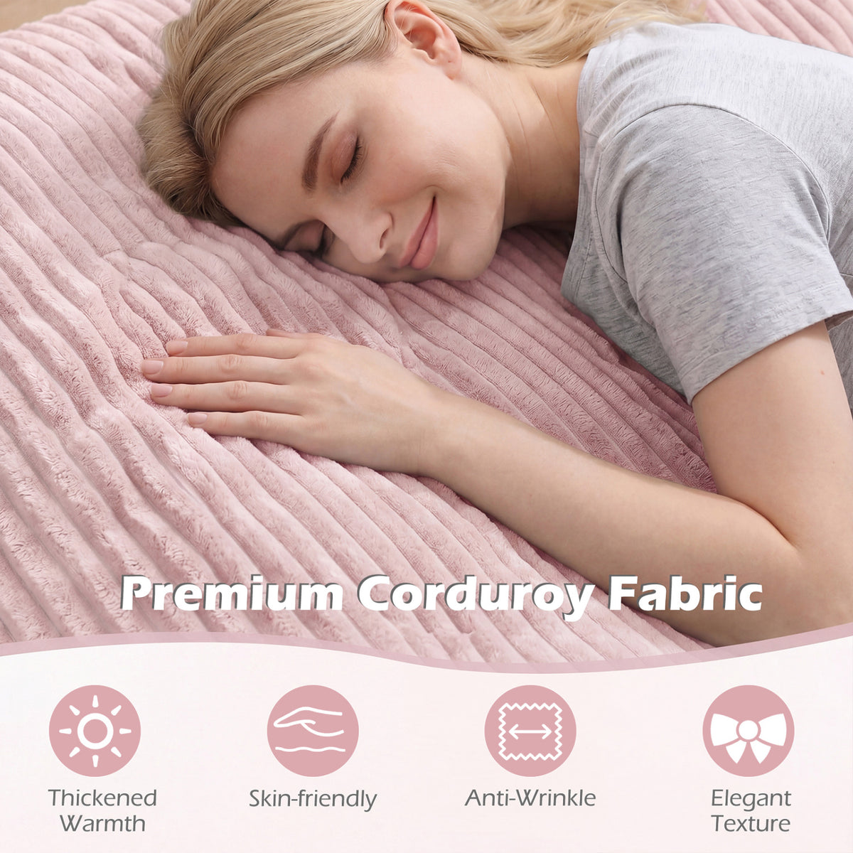 Convertible Bean Bag Floor Sofa with Machine-washable Corduroy Cover-Pink