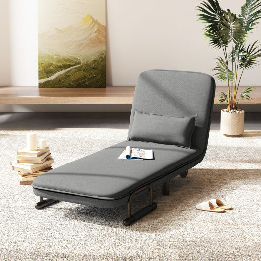 3-in-1 Convertible Sofa Bed with 5-Position Adjustable Backrest and Lumbar Pillow-Gray