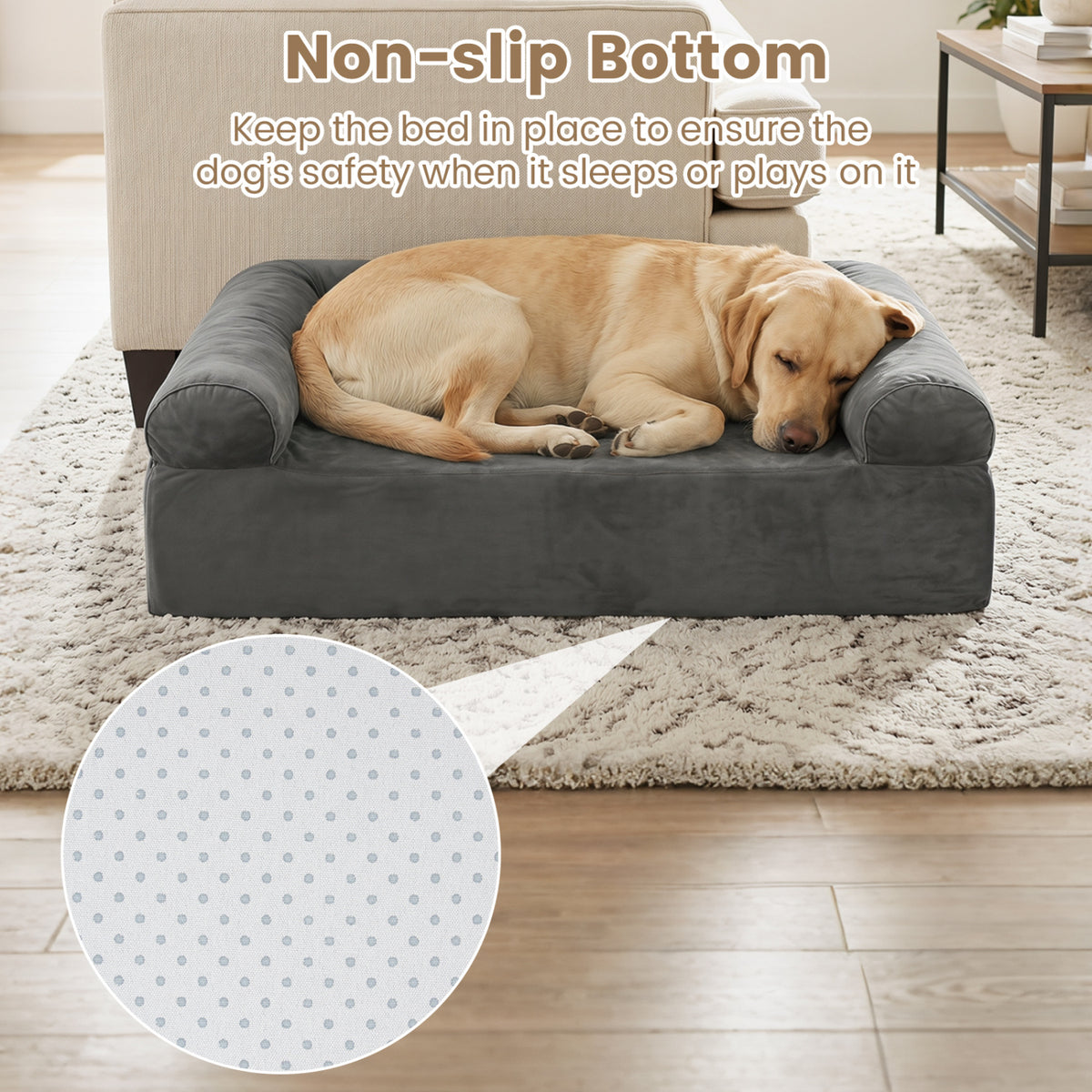 Cooling Gel Memory Foam Dog Bed for Medium Dogs with Washable Cover-Dark Gray