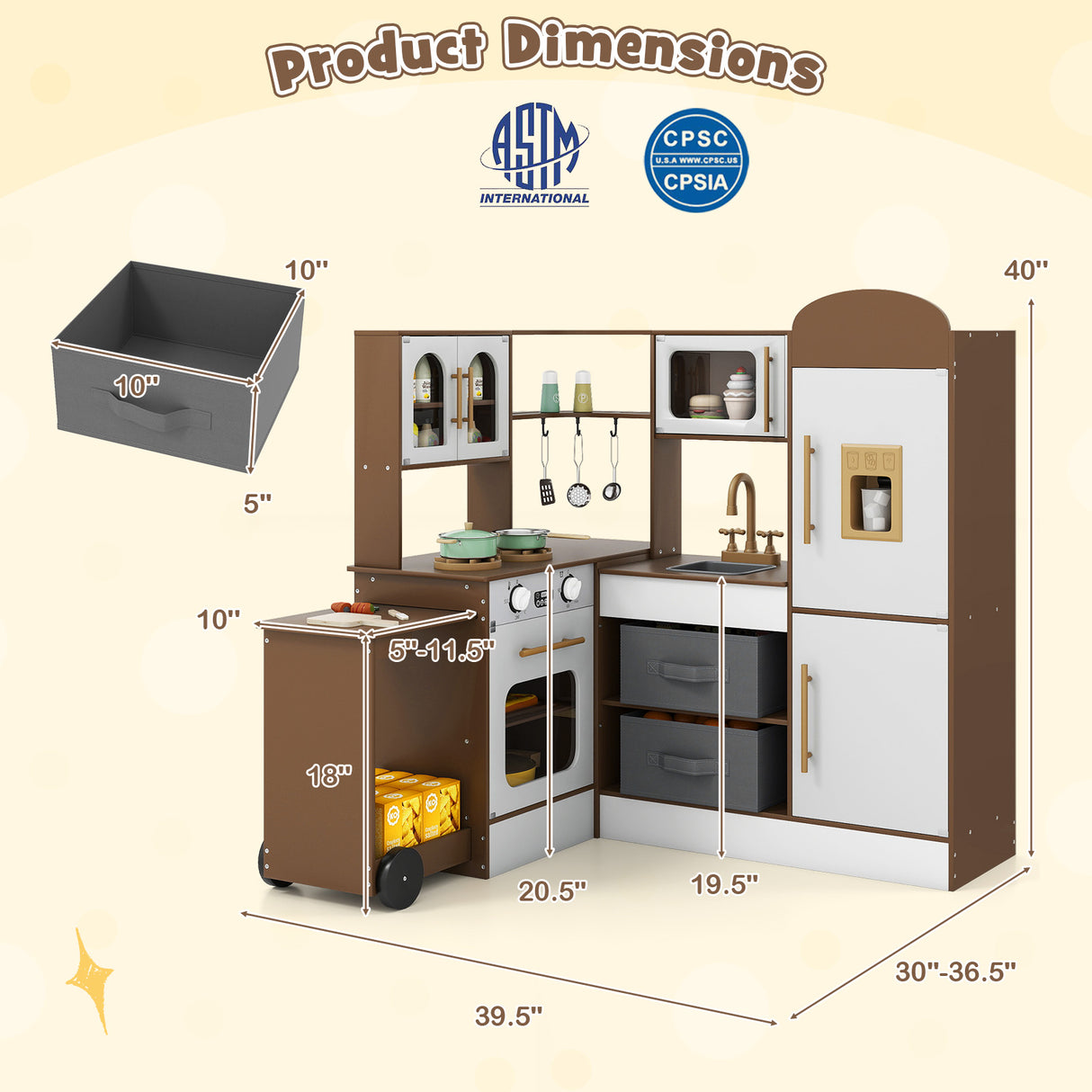 Corner Kitchen with Lights and Sounds for Kids Ages 3+-Coffee