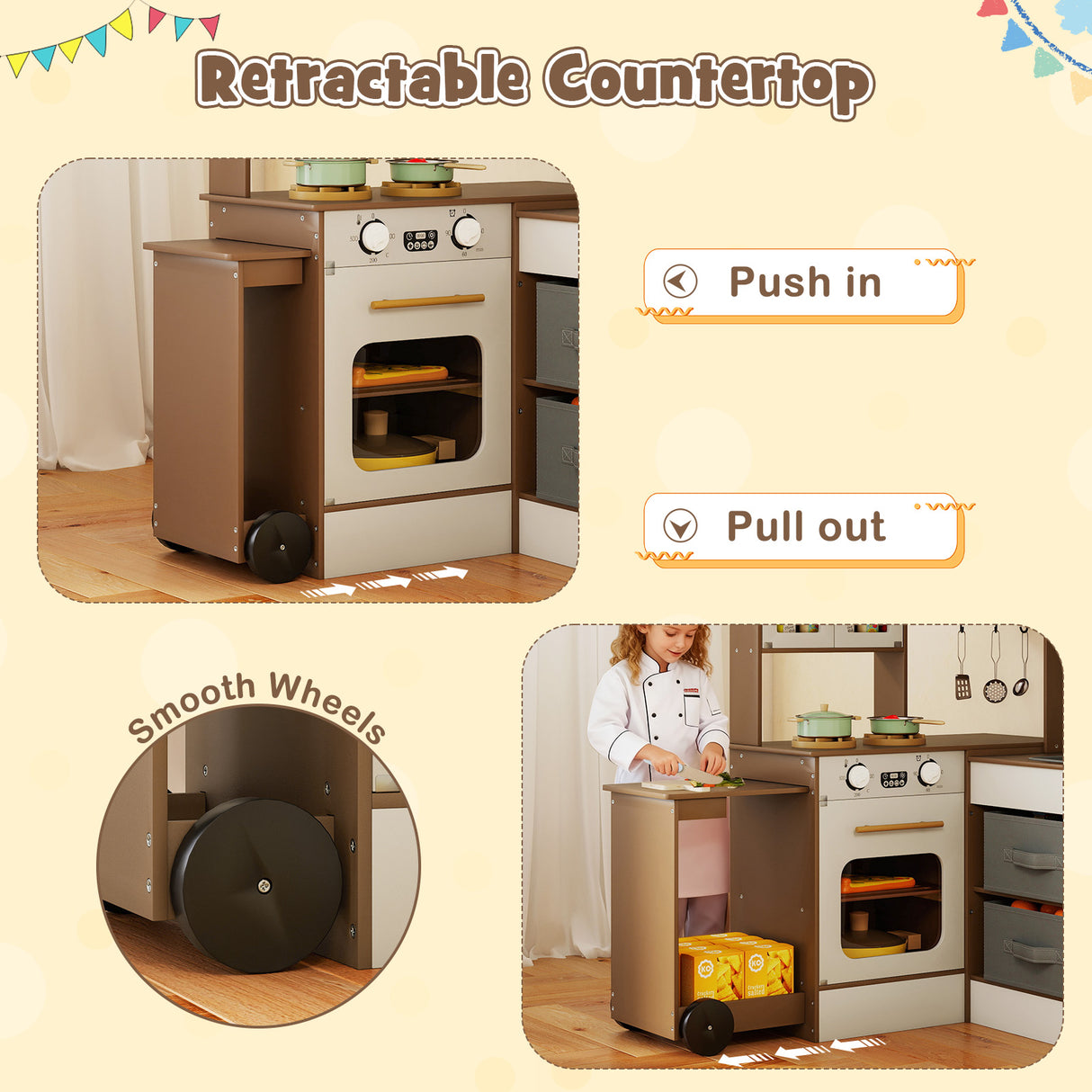 Corner Kitchen with Lights and Sounds for Kids Ages 3+-Coffee