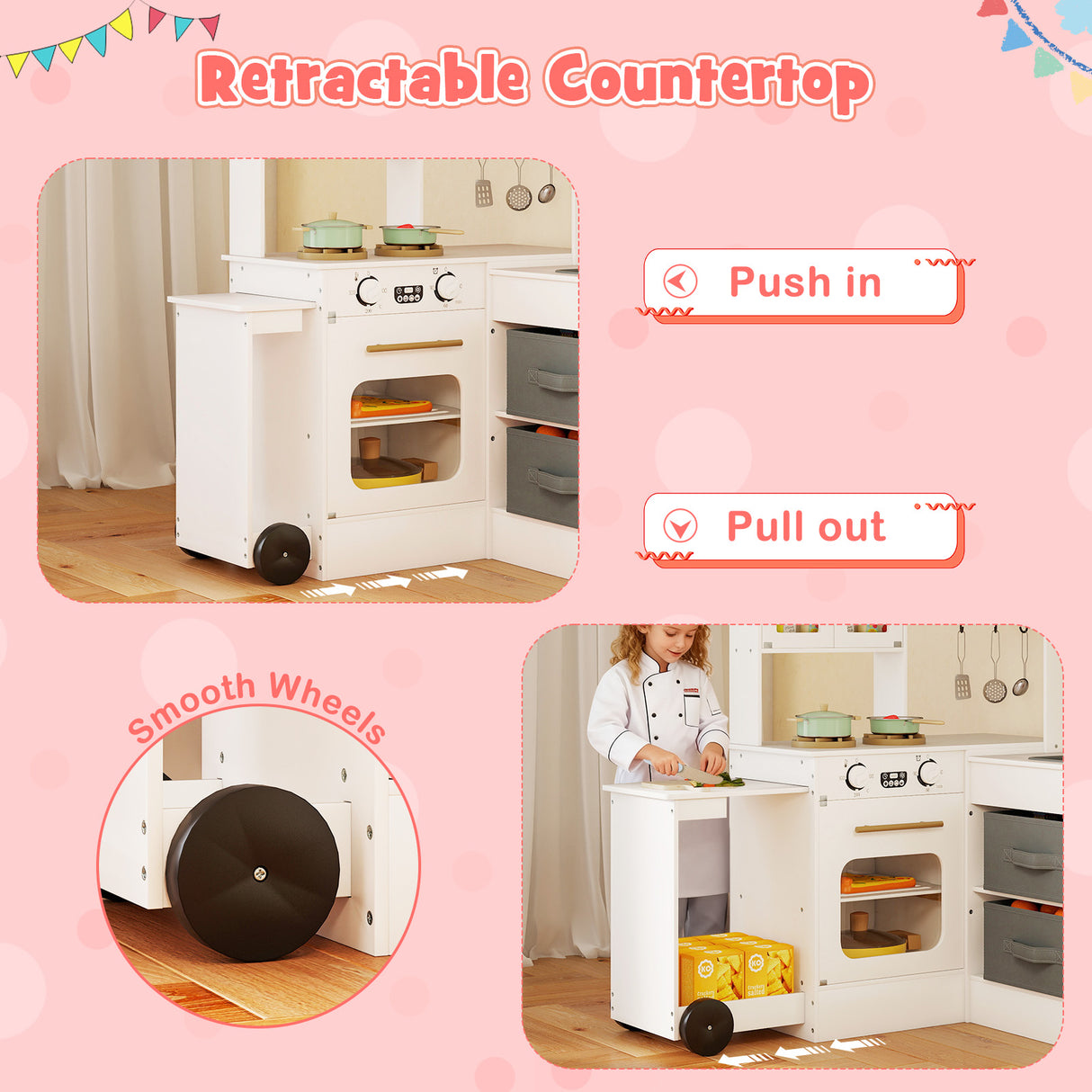 Corner Kitchen with Lights and Sounds for Kids Ages 3+-White