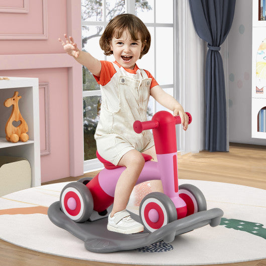 3 in 1 Rocking Horse with Detachable Balance Board and Seat-Pink
