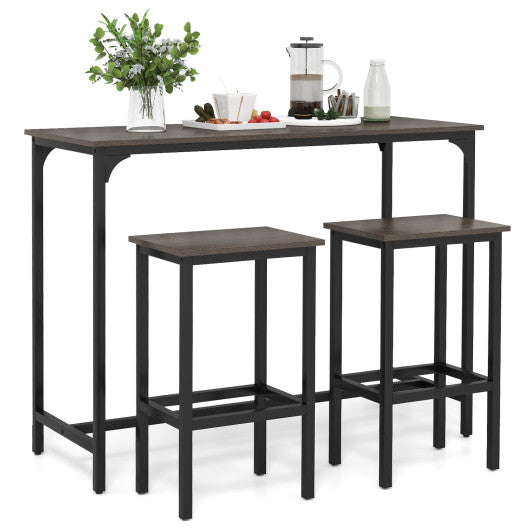 Industrial 3-Piece 47.5" Counter-Height Dining Table and 2 Bar Stools-Gray