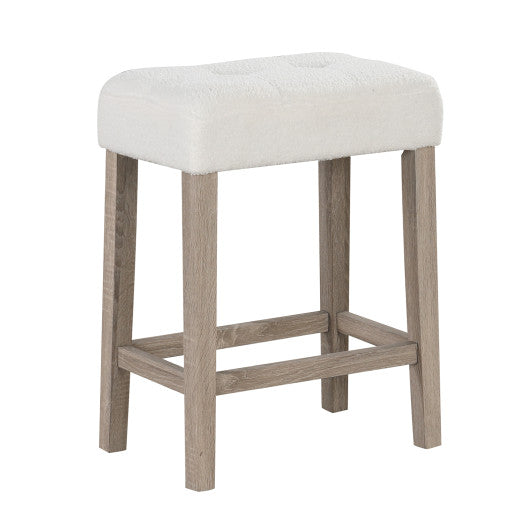 Modern Counter Height Bar Stools Set of 2 with Rubber Wood Legs-Beige