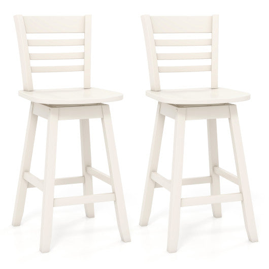 Counter Height Barstools Set of 2 with Footrest for Kitchen Island Bar-Cream White