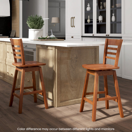 Counter Height Barstools Set of 2 with Footrest for Kitchen Island Bar-Walnut