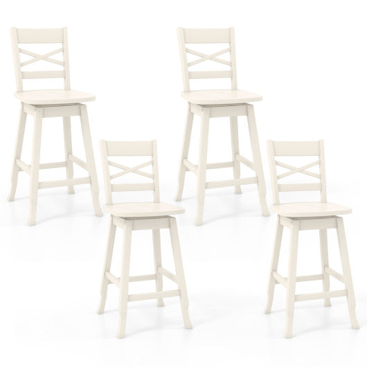 Swivel 24-Inch Counter Height Stool Set of 2 with Inclined Backrest-White