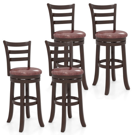 Counter Height Swivel Barstools Set of 2 with Faux Leather Seat and Wrap-around Footrest-29