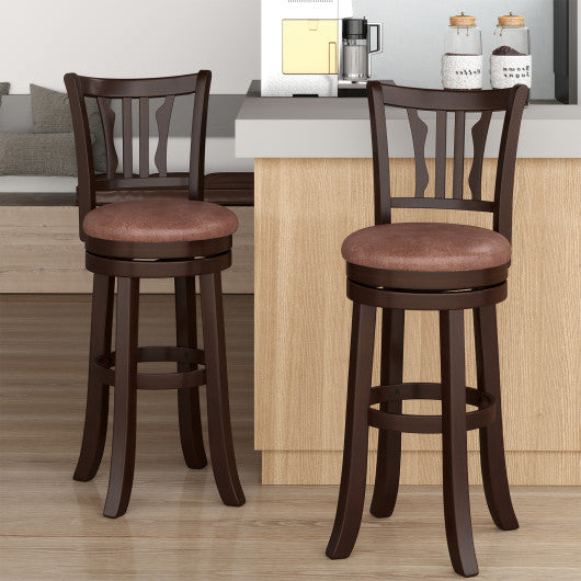 Counter Height Swivel Bar Stools Set of 2 with Back and Solid Rubber Frame-29