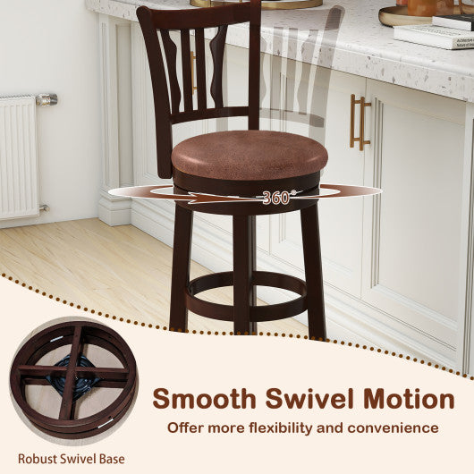 Counter Height Swivel Bar Stools Set of 2 with Back and Solid Rubber Frame-29