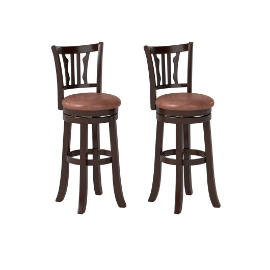 Counter Height Swivel Bar Stools Set of 2 with Back and Solid Rubber Frame-29