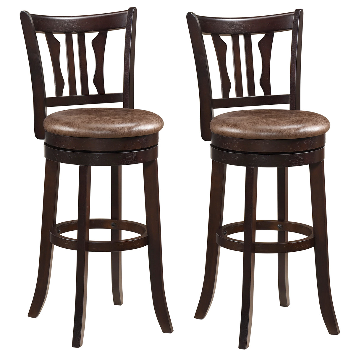 Counter Height Swivel Bar Stools Set of 2 with Back and Solid Rubber Frame-29