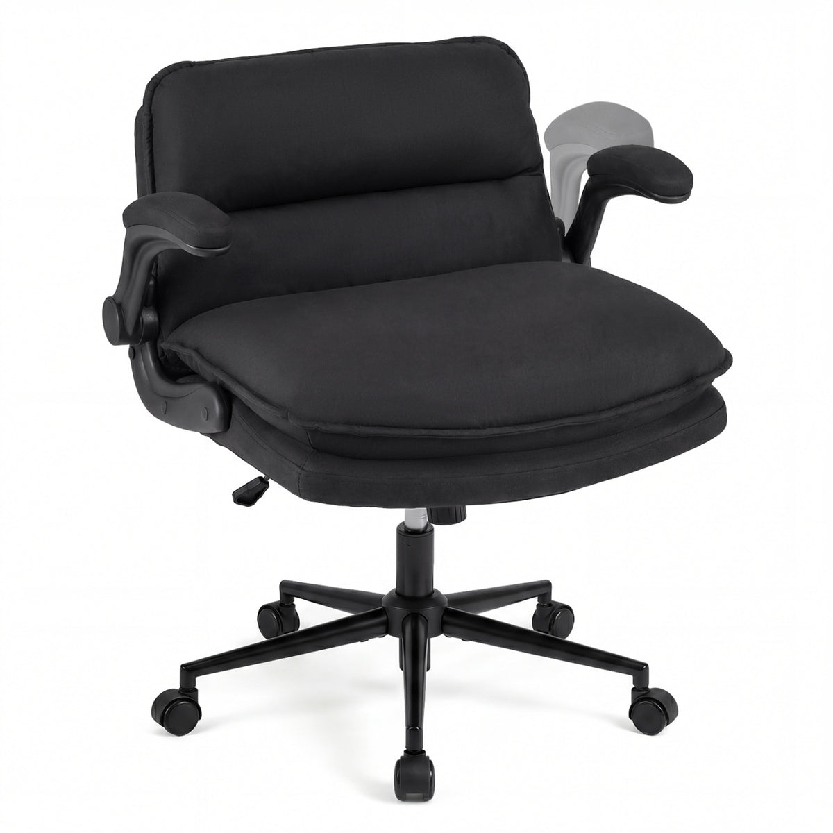 Criss Cross Chair on Wheels with Flip-up Arms Adjustable Height-Gray