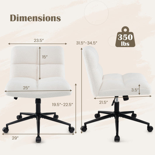 PU Leather Upholstered Cross-legged Office Chair with Oversized U-shaped Seat for Home Office Make Up-Beige