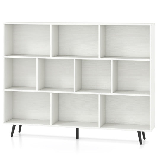 8/10-Cube Bookcase with 5 Tapered Metal Legs-Off White