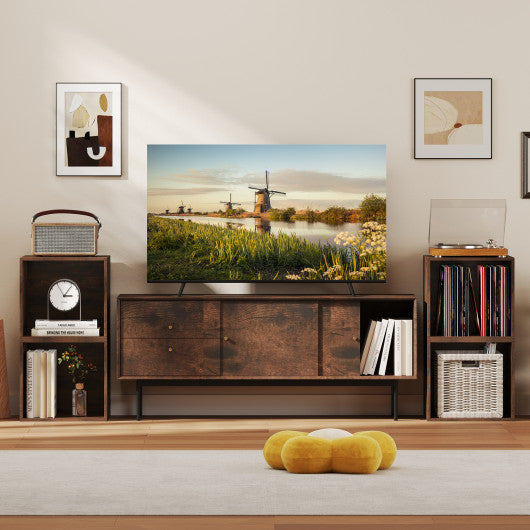 Cube Storage Organizer Stackable Open Book Shelf Wooden Display Shelving Unit-Rustic Brown